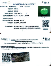 4.93/CT Natural Panna Stone with Govt. Lab Certificate